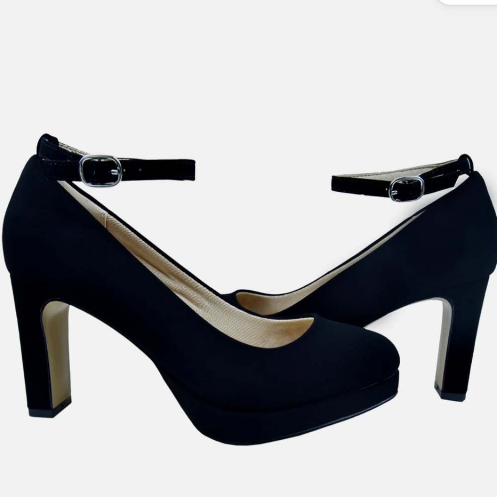 Black Ankle Strap High Heel Platform Mary Jane Round Toe Pumps Casual Party 10